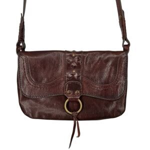 FRYE Corrine Mini Crossbody Bag Burnished Brown Leather Bikercore Boho Western